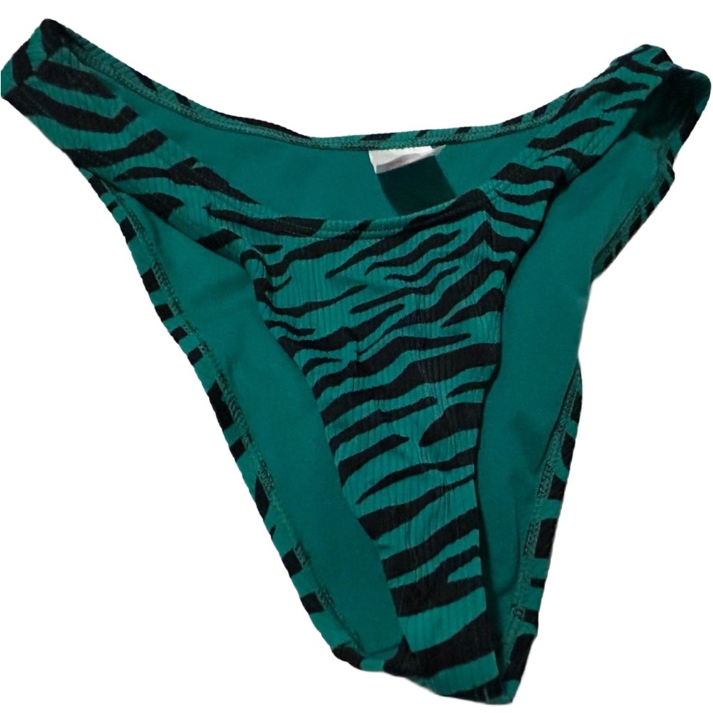Xhilaration green and black zebra bikini bottom bathing suit Medium Swim